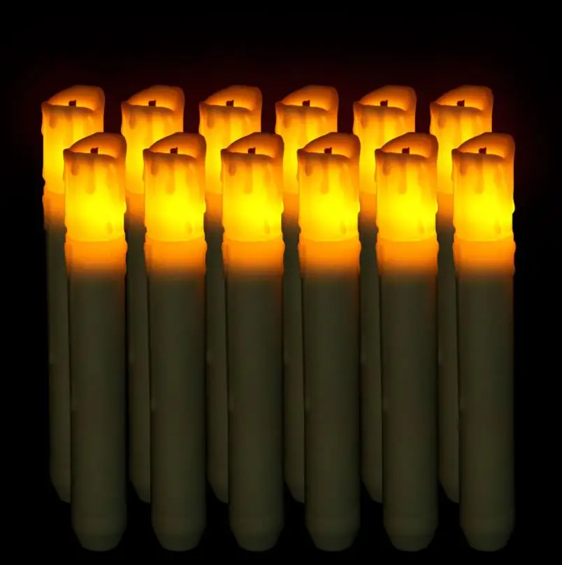 
Hot Sale 12pcs/box Home Decoration LED Candle Halloween Decoration Party Cone Electronic Long Candle 