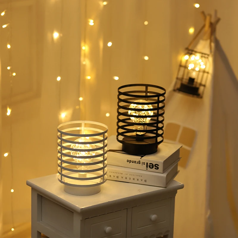 
Wire Hanging lamp for indoor Decor Battery operated, LED Night light for tabletop 