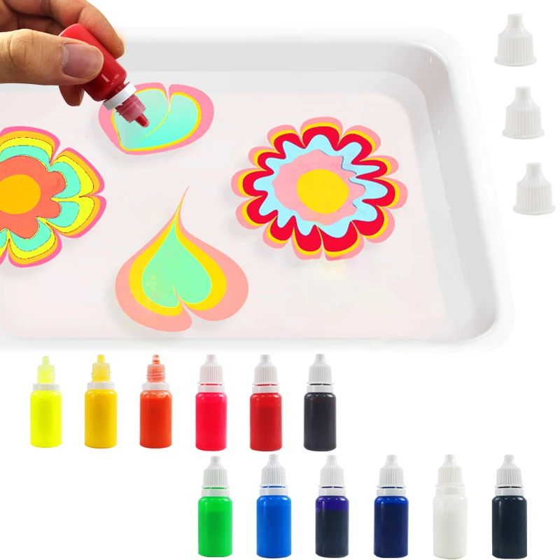 OEM 12 видов цветов пигмент DIY водный Арт Набор для рисования для детей мраморный краски