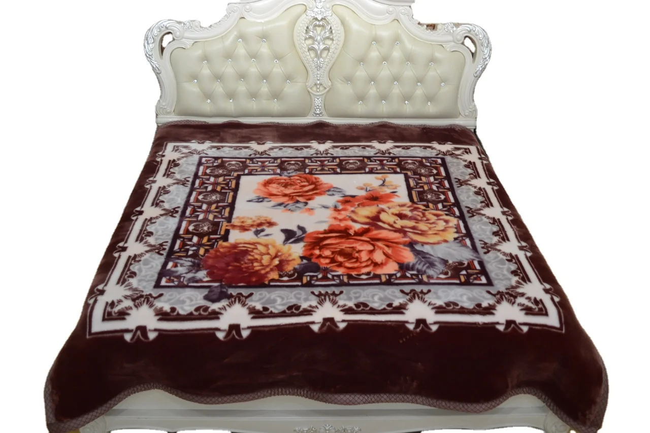 Wholesale Luxury Raschel Blankets Flannel Fleeced Material Warm Double Bed Polar Mink 8kg for Winter Cheap Plain Fluffy Blanket