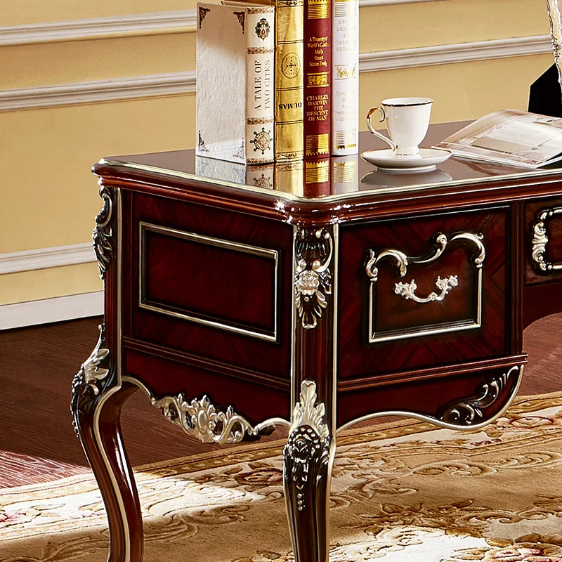 European solid wood computer desk and chair combination large family office desk study French American luxury villa table