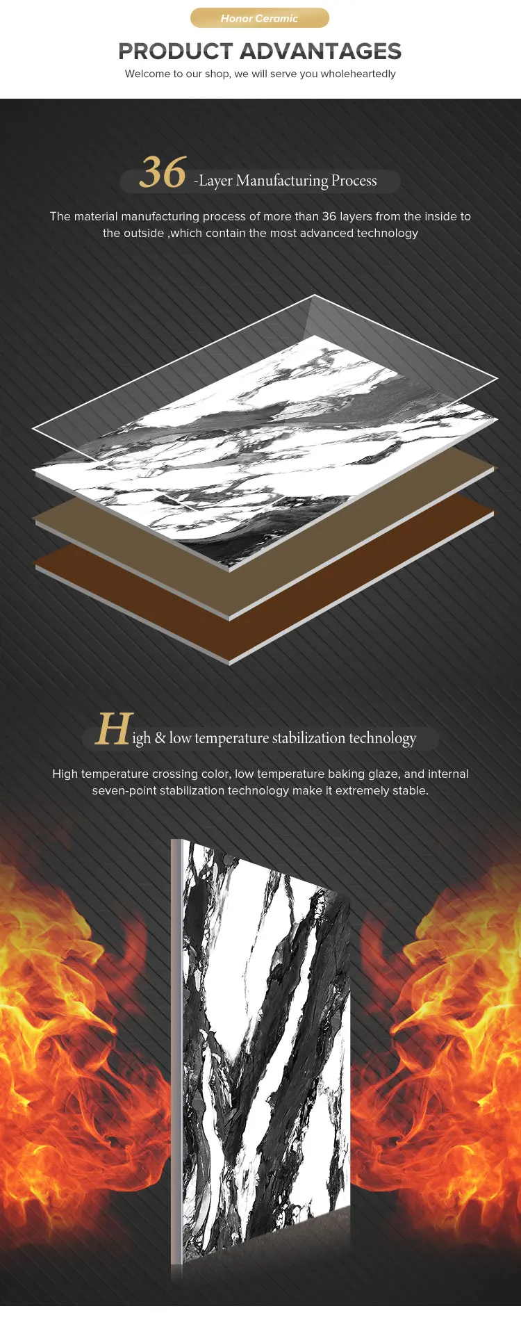 Honor Modern Big Slab Panda White Floor Tiles White Calacatta Marble Glazed Porcelain Polished Tile for Wall