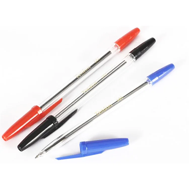 3 Color Plastic Ballpoint Pen Black Blue Ink Custom Printing Simple Pen Set