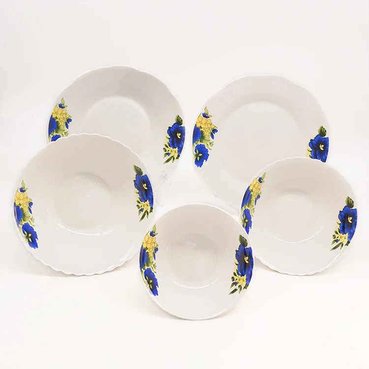 
Household set tableware lotus plate soup plate round bowl flower pattern style 