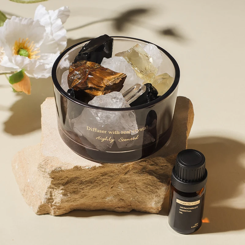 Scented Essential Oil Crystal Infused Aroma Reed Diffuser Crystal Energy Diffuser for Home Fragrance