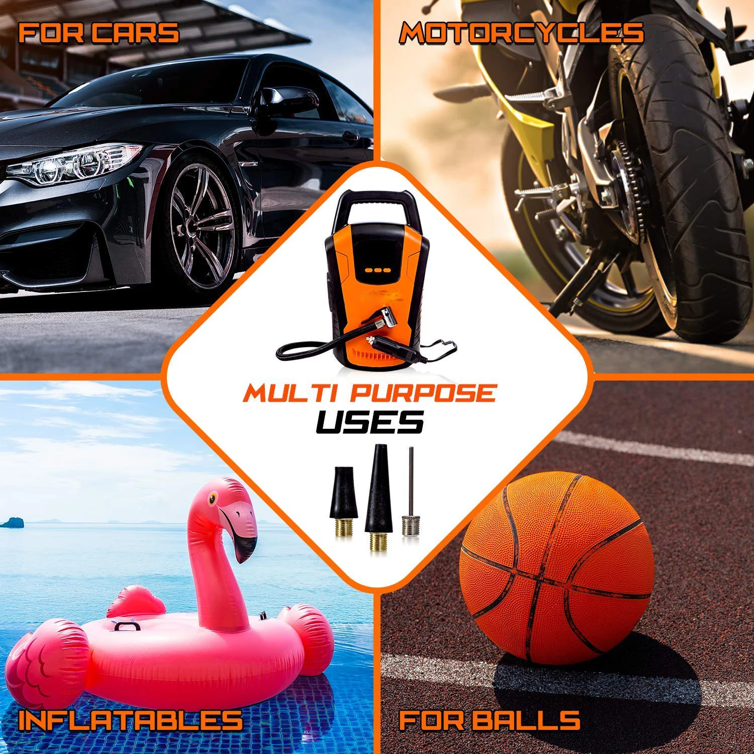 150PSI Cable Tyre Inflator Corded Air Compressor for Car Tyre Air Pump for Car Tire Auto Stop Mini 4 Pressure Units Auto Stop