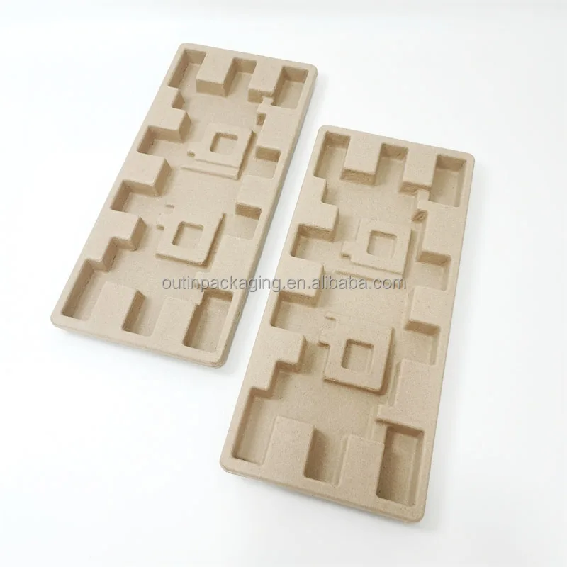 custom biodegradable Recycled Paper Fiber Plant Molded Pulp Packaging shipping box inner insert mold paper pulp tray packaging