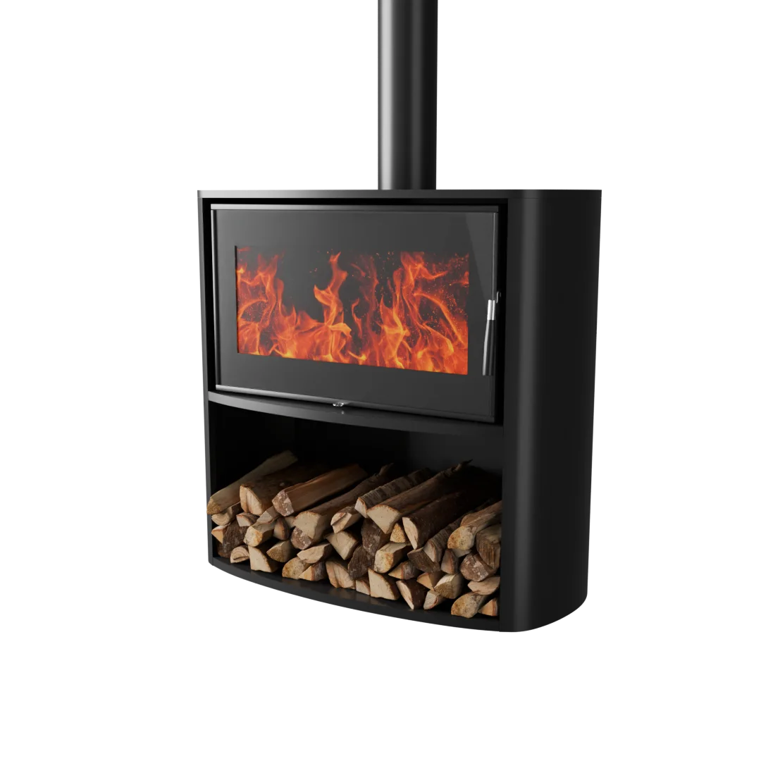 High Quality New Arrival Wood Burning Fireplace with Curved Screen Separate Design High Heat Resistance
