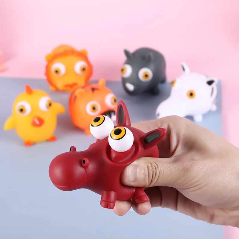 Cross-border Explosive Cartoon Eye-winking Animal Eye-popping Doll Squeeze Pinch Music Plastic Convex Eye Vent Decompression
