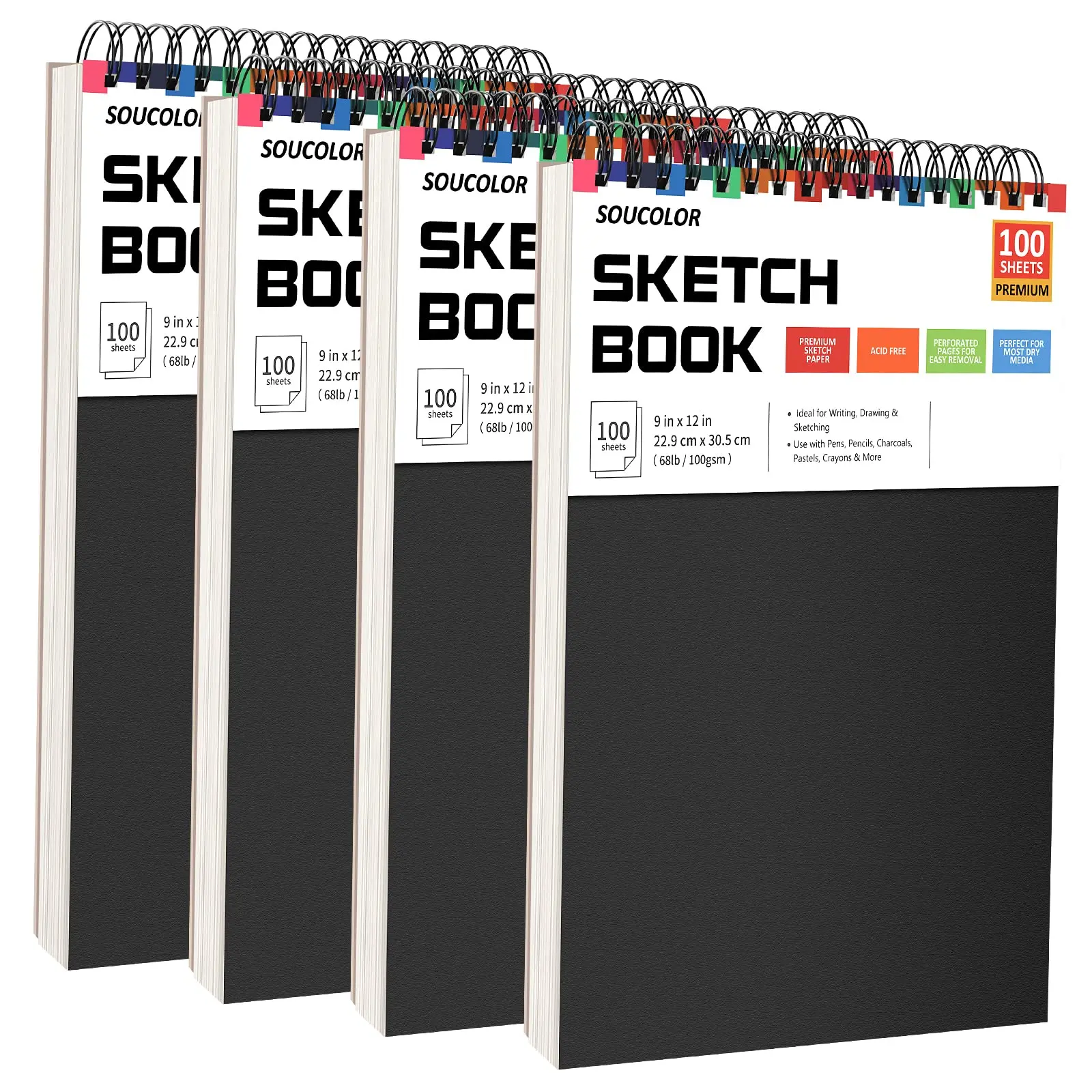 Custom 9*12 inches sketch book top spiral bound sketch pad 100 sheets 100 gsm art sketchbook artist drawing book