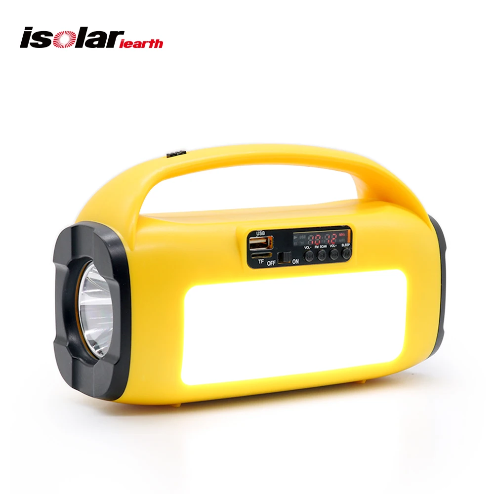 Solar Generator MP3 Player Rechargeable Battery LED Torch Flashlight Portable solar lamp Outdoor Emergency