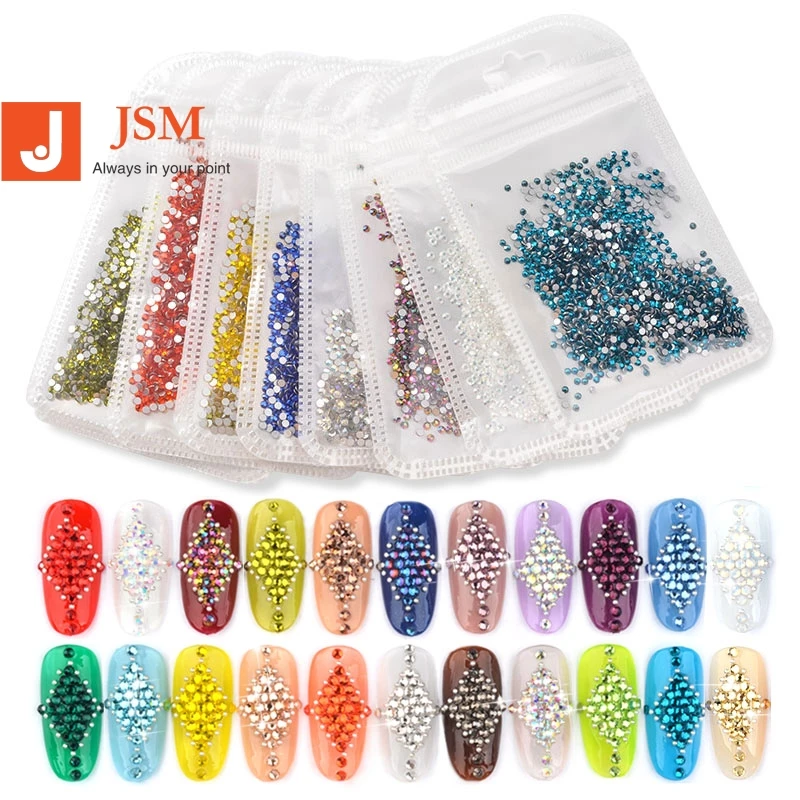 Стразы для ногтей Beautypapa 1440 шт. SS6 30 цветов, стеклянные камни без горячей фиксации, очаровательные стразы, украшения для маникюра
