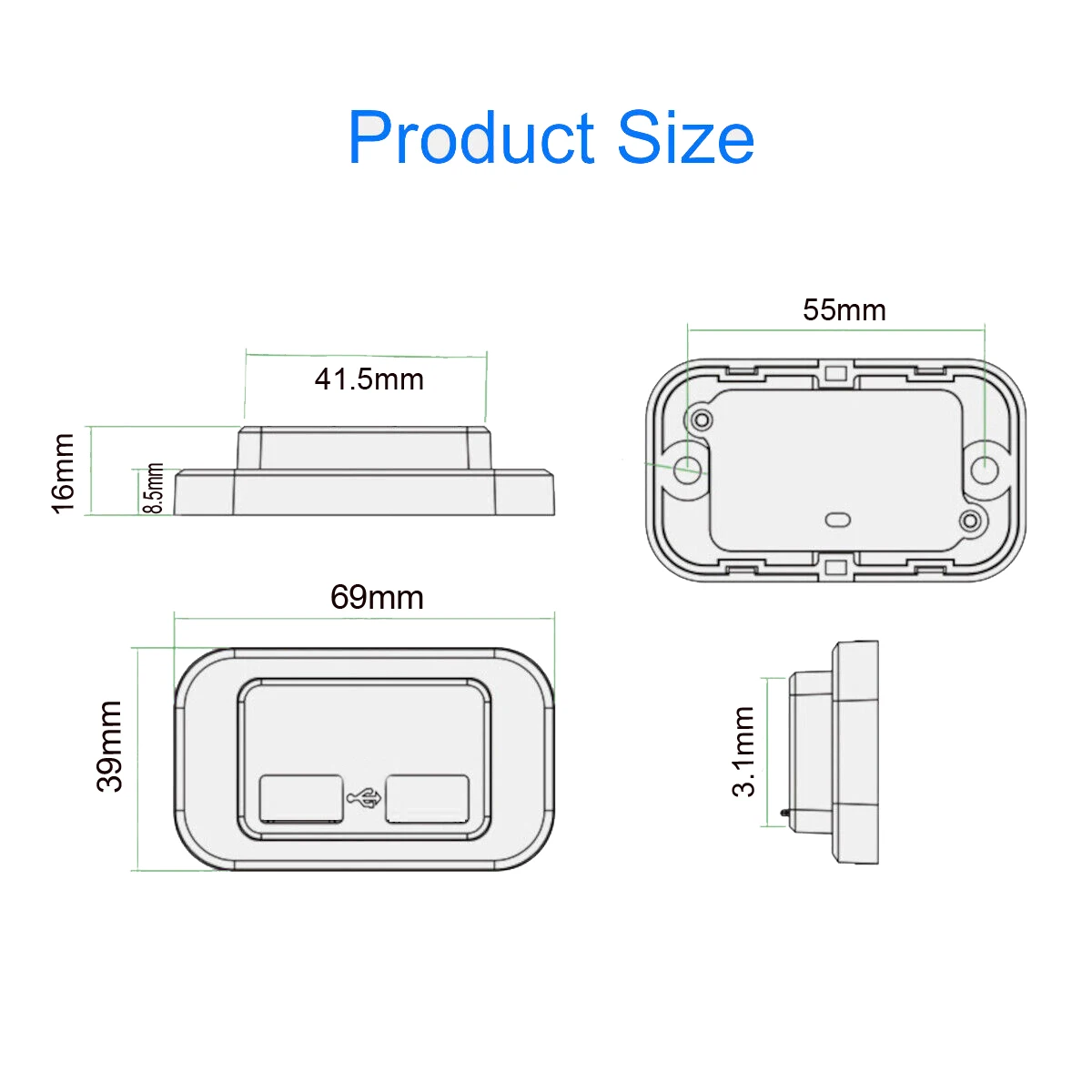 12v-24v   dual usb QC3.0+PD  USB-C  charger with button switch for RV Marine Motorcycle Truck Golf Cart