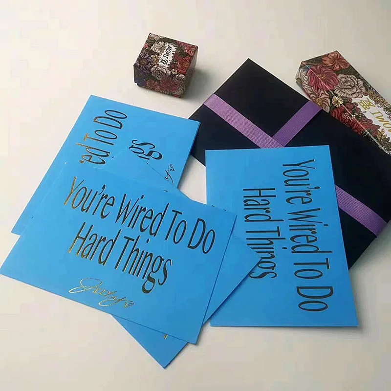 Luxury Colour Printed Greeting Cards with Thank You Logo and Envelope for Wedding Birthday Packaging Labels