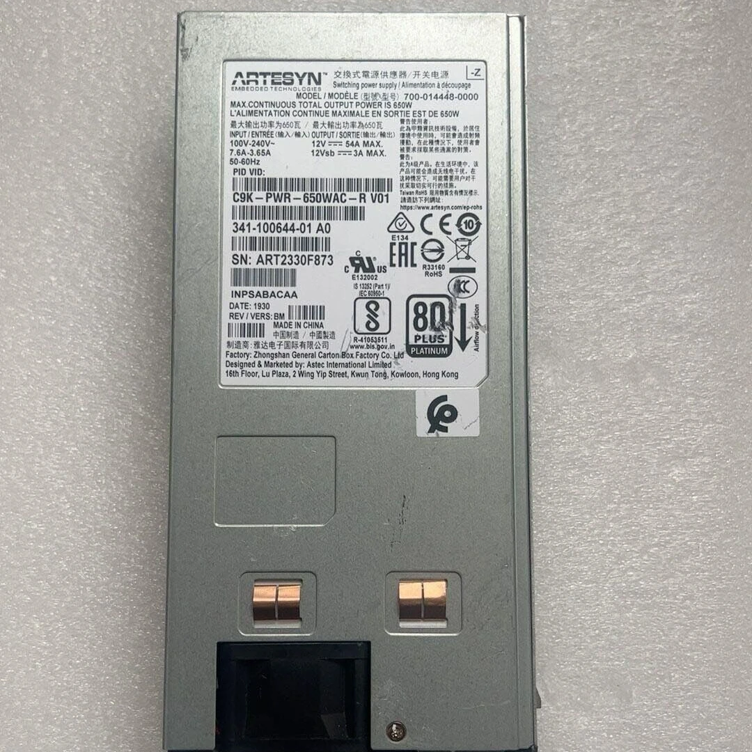 C9K-PWR-650WAC-R 341-100644-01 Power Supply for Catalyst 9500 Series