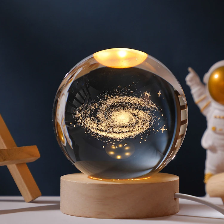 popular cloud rain astronaut earth Moon Saturn universe mini 3D Crystal present Ball crystal crafts  Night Lamp light