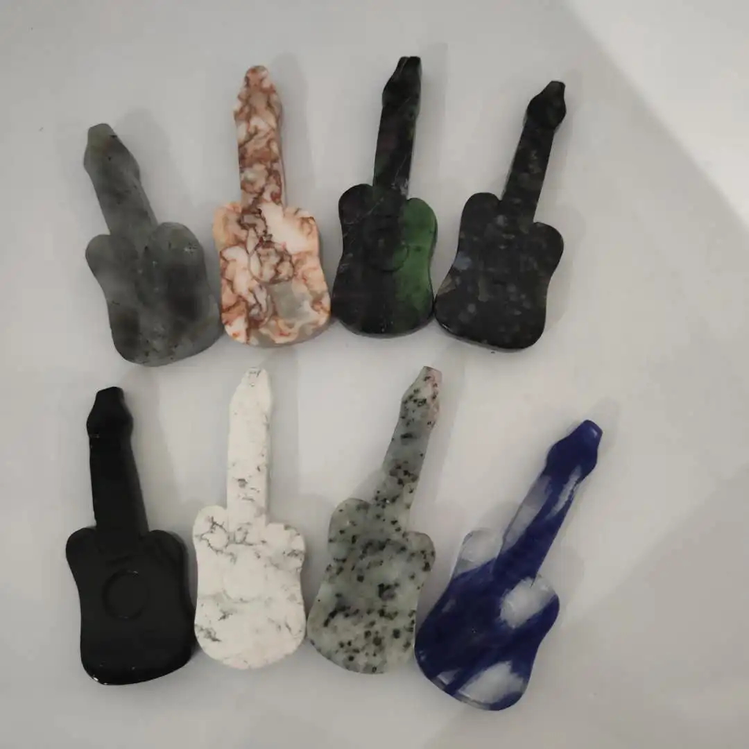 Хит продаж резьба из натурального кварцевого кристалла ручная по гитаре Howlite кальдалитовый кристалл подарки для