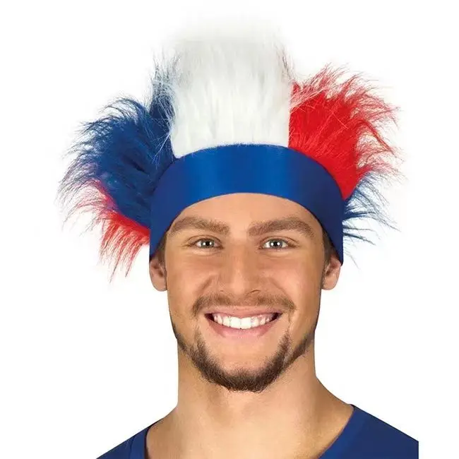 2024 European Flag Sport Headband Fan Wig Custom France Country Flag Europe Afro Football Soccer Fans Wig Decoration