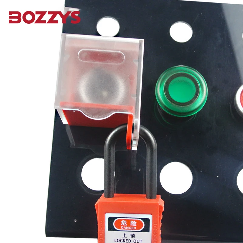 Electrical e-stop Push Button and Selector Switch Lockout Devices Removable Cover in place
