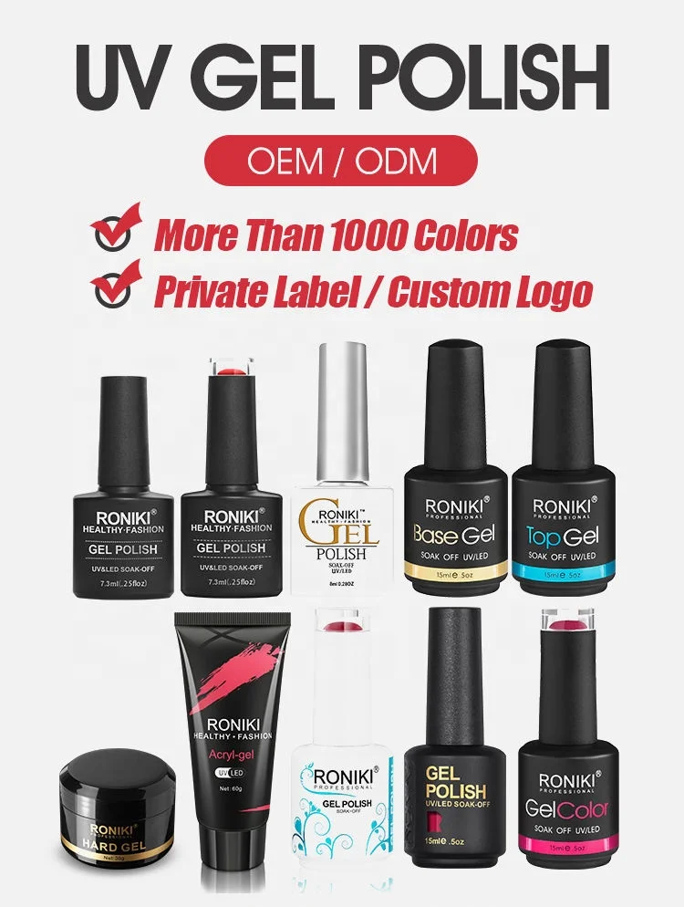 RONIKI Custom Logo Private Label Gel Nail Polish Wholesale Nail Uv Gel Free HEMA Soak Off Vegan Very Good Nail Gel Polish