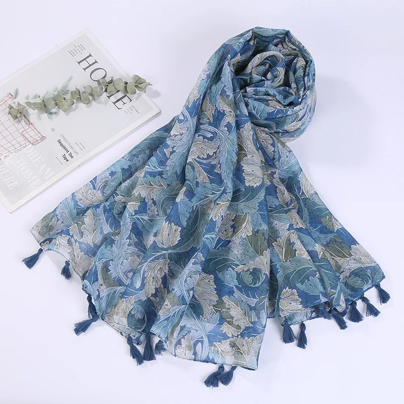 
2021 New Fashion Luxury Floral Tassel Viscose Shawl Scarf For Women Girls 