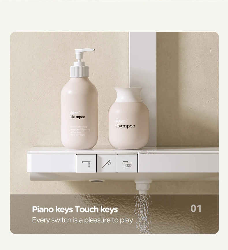 AXENT MINT Thermostatic Shower System, 4 FunctionsLED Digital DisplayPiano KeysWall Mounted Shower SetBathroom Mixer