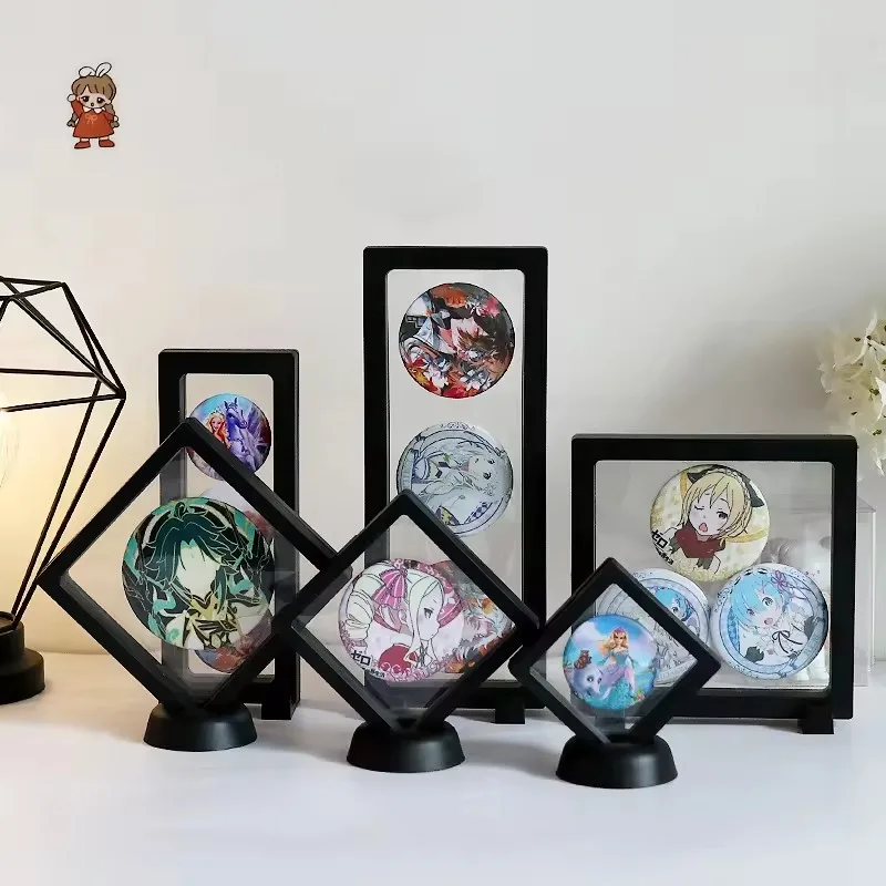 9*9cm 3D Floating Frame Display Case PE Film Suspension Box for Earrings Bracelet Necklace Jewelry Lipstick Medal Sample Storage