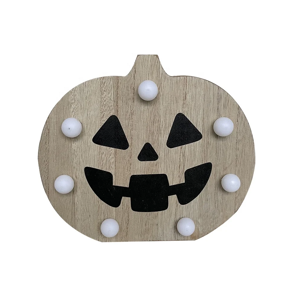 Wooden craft pumpkin model with LED lights table decoration