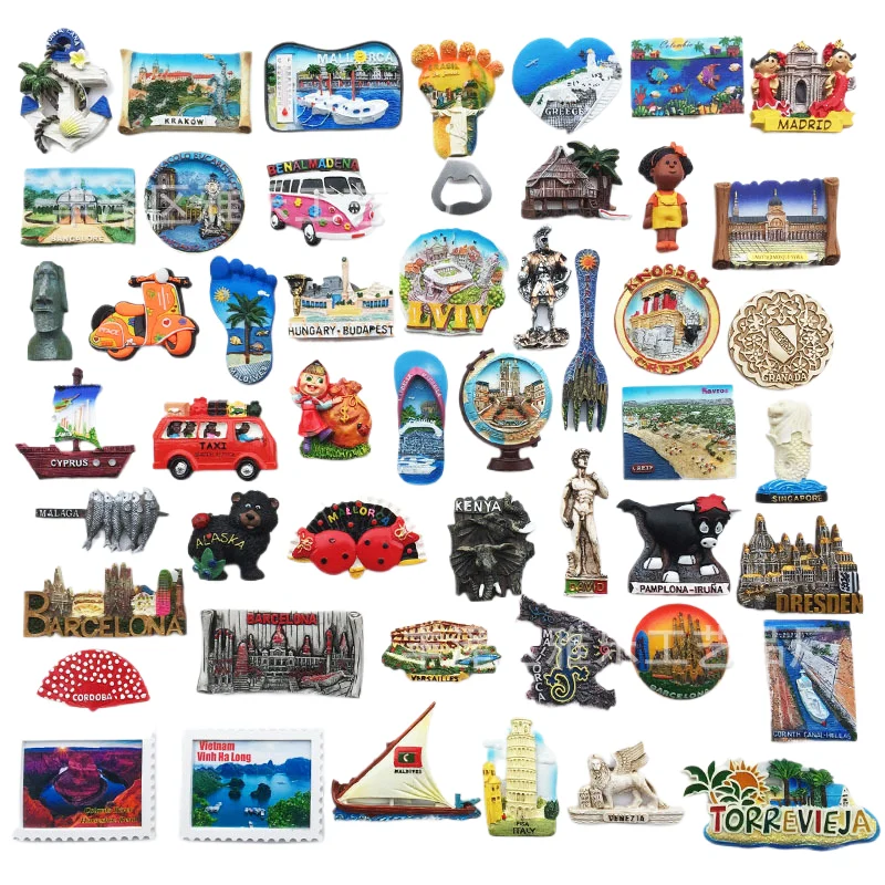 The world travel decorative crafts resin magnet refrigerator sticker