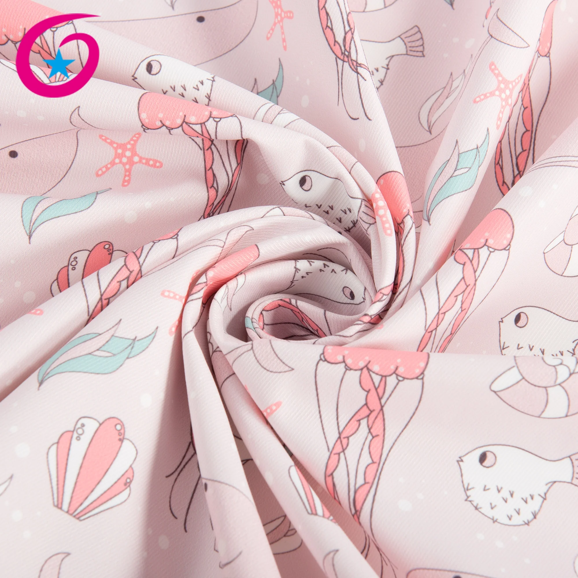 Custom printing service 100% polyester marine fishes pattern digital printing canvas fabric for bags