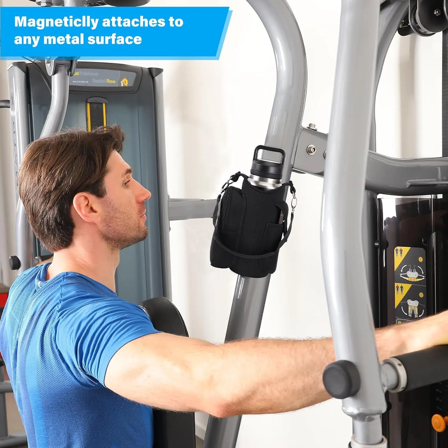 Practical 5 Built-in Magnets Gym Phone Bag Gym Bottle Carrier Bag with Phone Pockets Powerful Magnetic Bag Water Bottle Holder