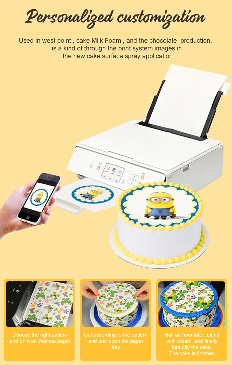 Customized Printing Edible Paper edible wafer paper A4 size eatable wafer paper decoration