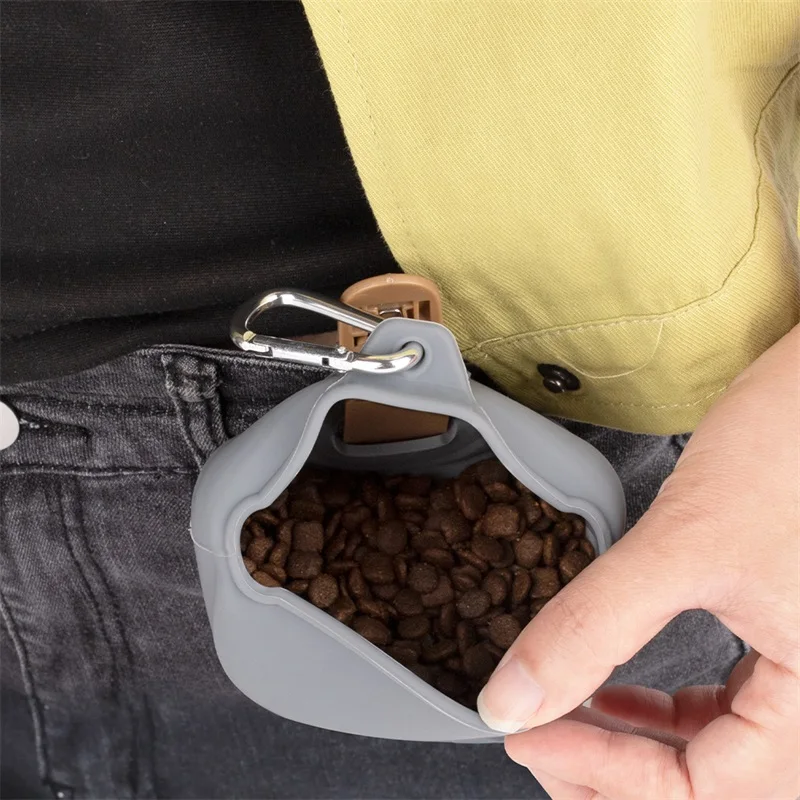 Силиконовый мешочек для собак, Карманный держатель для дрессировки питомцев и щенков с зажимом для еды, прогулок с собаками
