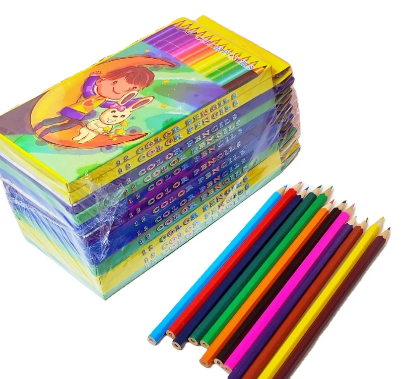 Colored Pencil Wholesale Short 7 inch Mini Rainbow Colored Nature Wood colored pencil12pcs