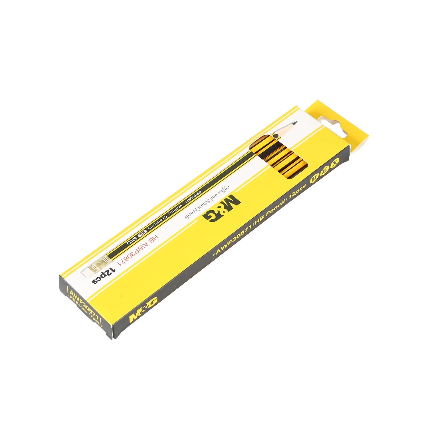 M&G Professional  Standard Wooden Hb Pencil With Eraser Economical School Stationery Supplies