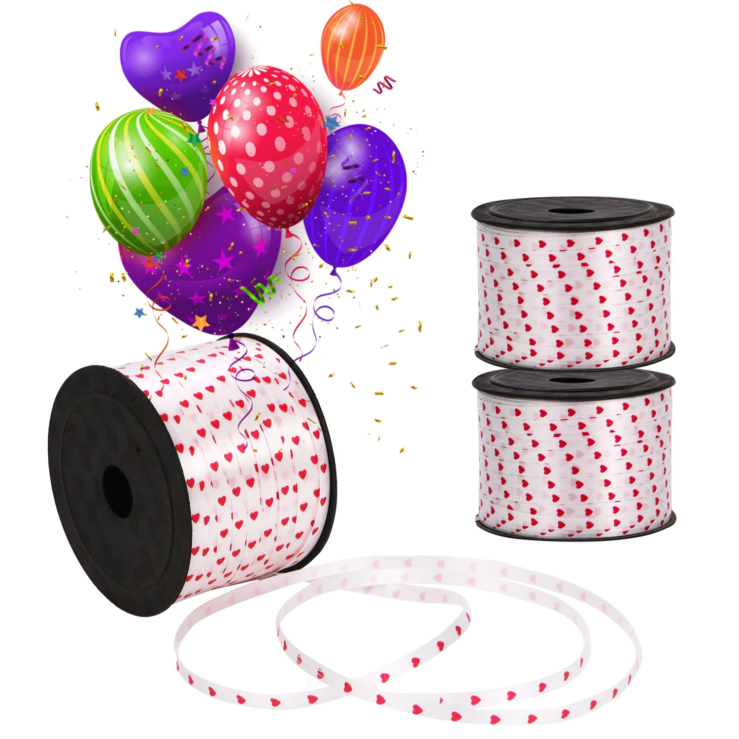 017 Cheap wedding party crimped ballon curling ribbon short core printed balloon ribbon decorations