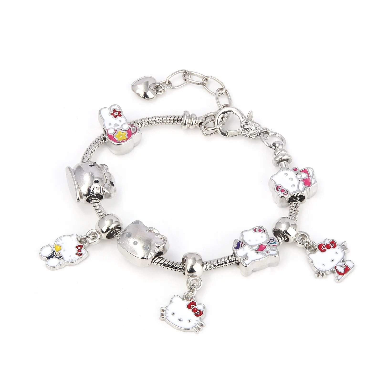 Cute Stitch Bracelet Fashion Alloy Hand Chain Cat Anime Adjustable H Kitty Bracelet Girls Best Friend Gift