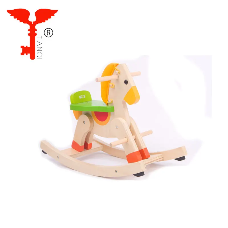 Baby Horse Solid Wood Child Carousel Toys Gift Wooden Rocking Chair Kid Riding Wooden Rocking Horse Toy