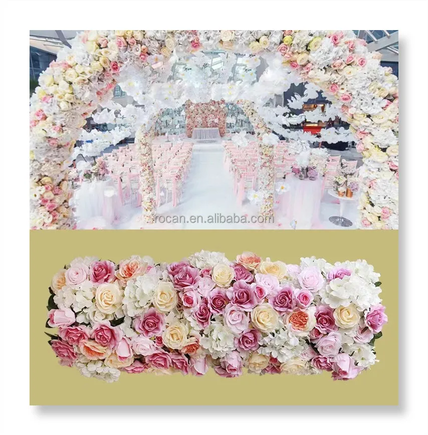 Wedding Decoration Table Centerpiece Silk Artificial Flower Row Runner Stair Aisle Floral Garland red flower runner centerpieces