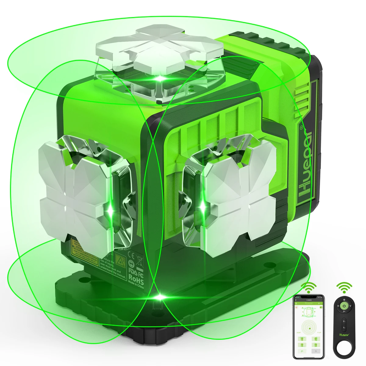 Professional Huepar P04CG 4D Green Beam Auto Laser Level Cross Line Self Leveling Laser Level