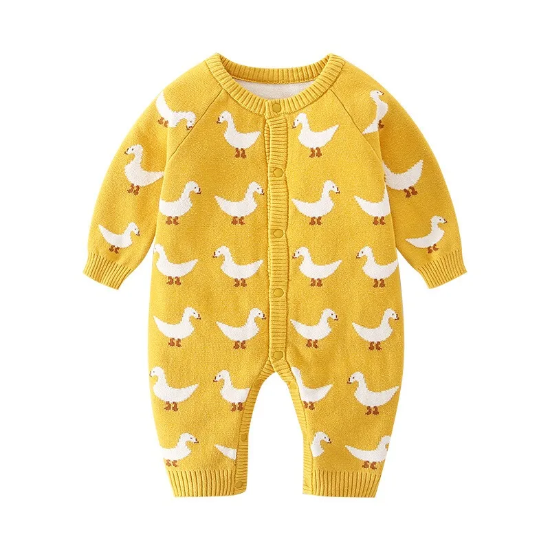 Wholesale High End 0-3 Month Baby Boy Girl Long Sleeve Cotton Knit Sweater Animal Bodysuit Romper Clothes