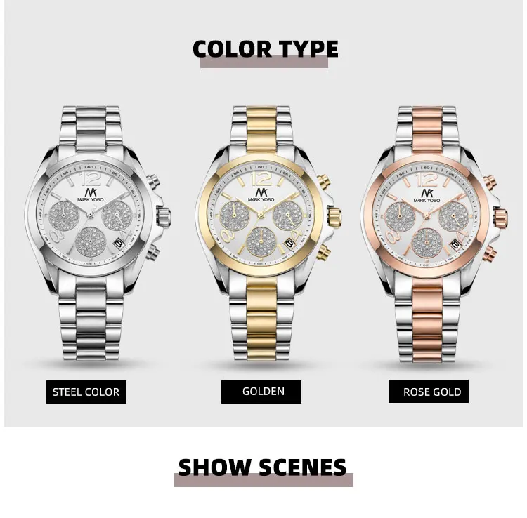 Newest Fashion Luxury Japanese Movement Stainless Steel Waterproof Quartz Wristwatches Watches