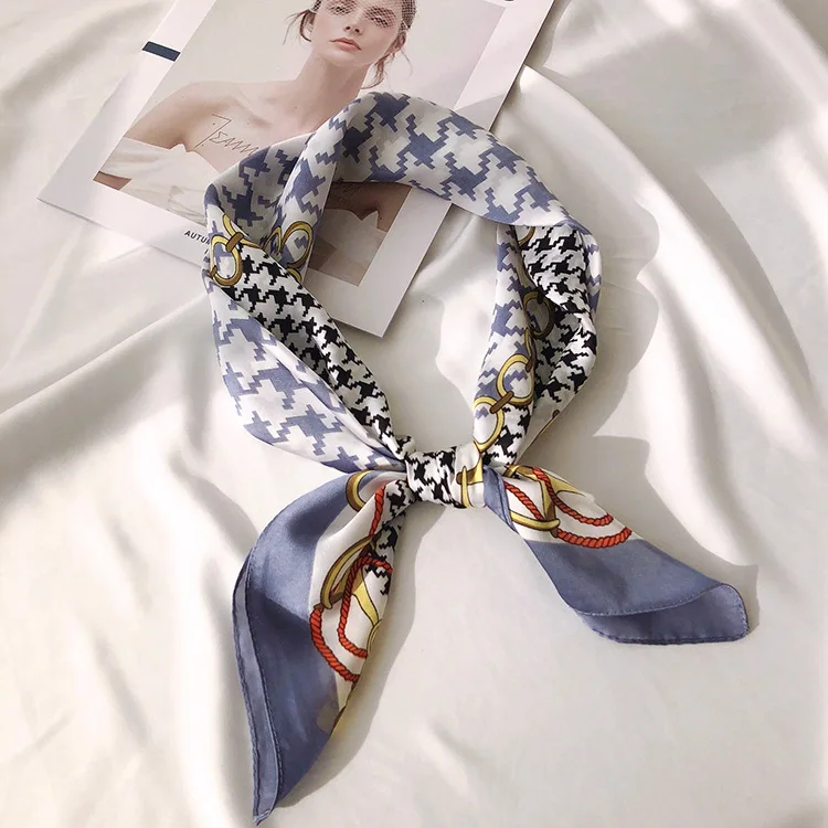 New 2021 Korean Daqian Spring and Summer Bird Pattern Fresh Printed Silk Scarf