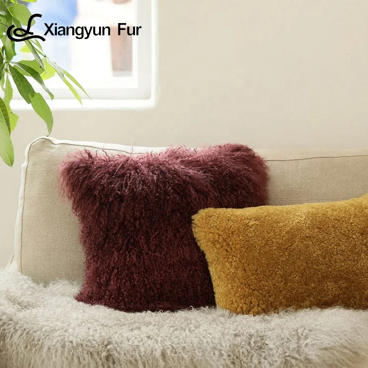 Роскошная внутренняя подушка из монгольского меха ягненка с длинным мехом мягкие подушки
