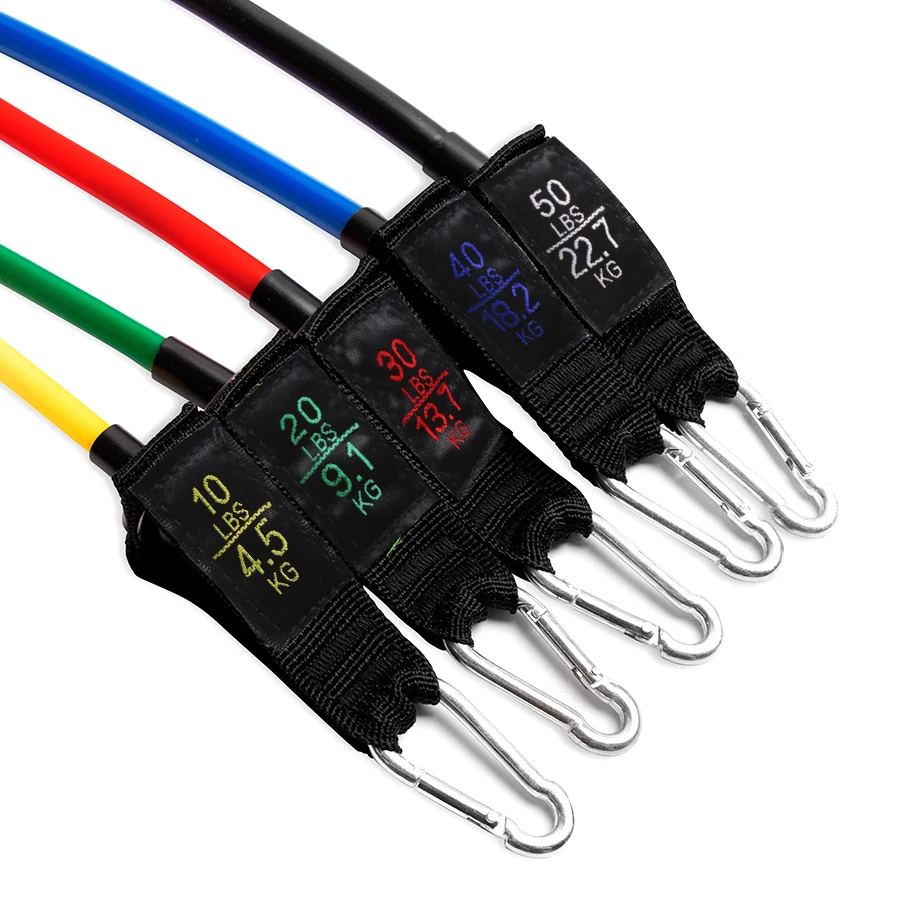 High Quality Gym  Exercise Workout Fitness Kits 11Pcs Latex Resistance Band Bands Set