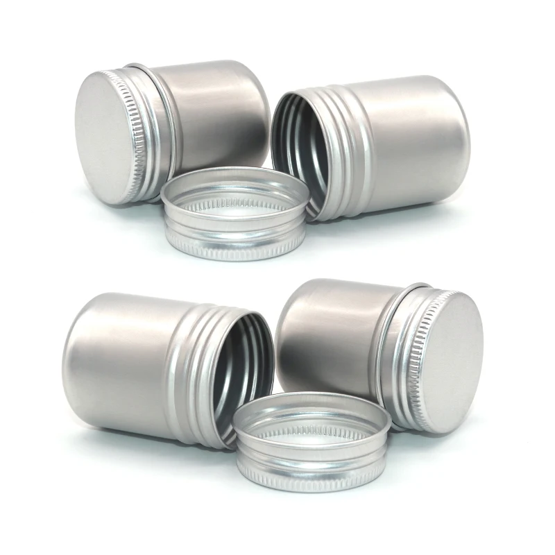 round screw lid cosmetic cream silver aluminum jars tin container metal packaging cans waterproof aluminum enclosure box
