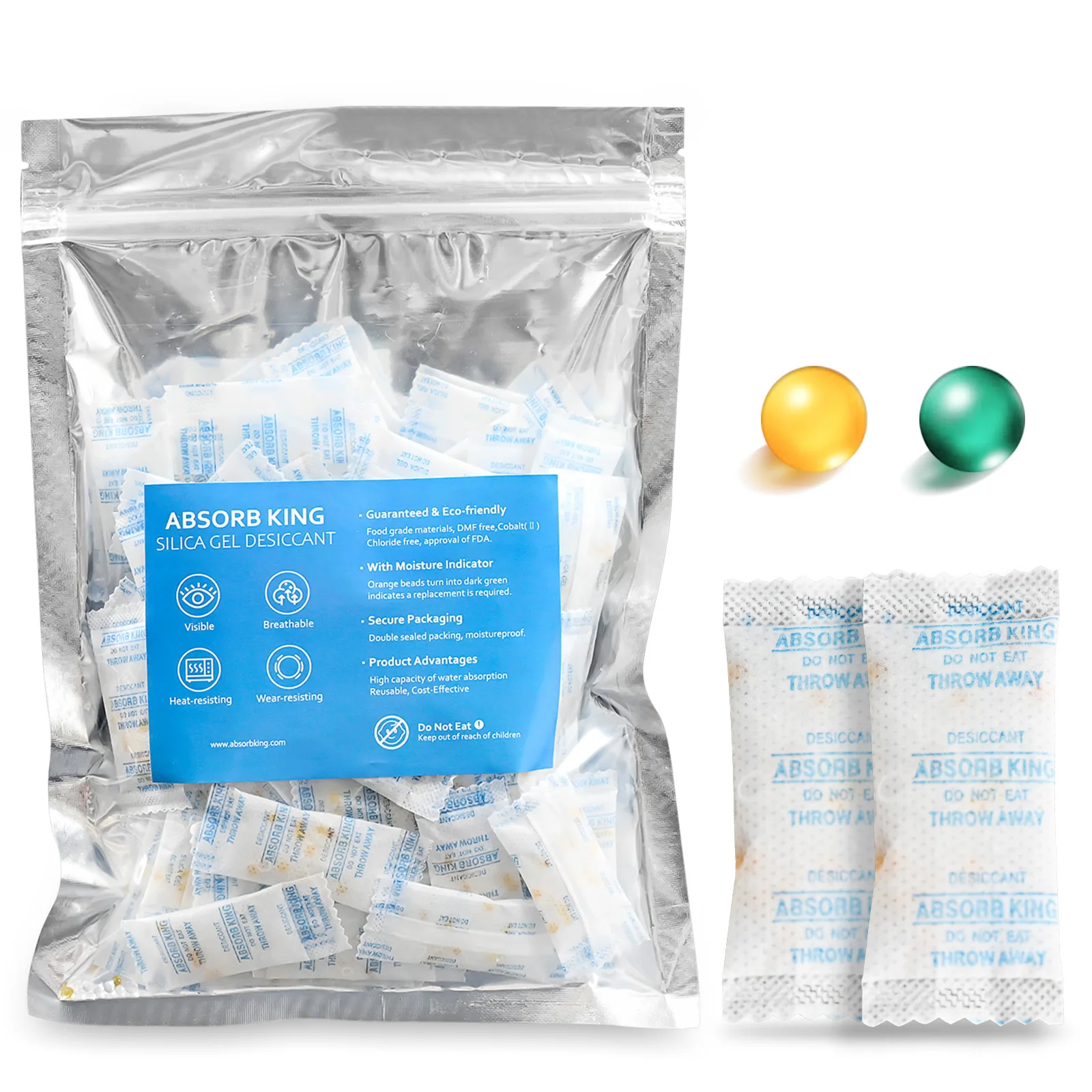 Absorb King Reusable Indicating Silica Gel Desiccant Color Change Orange Silica Gel Blue