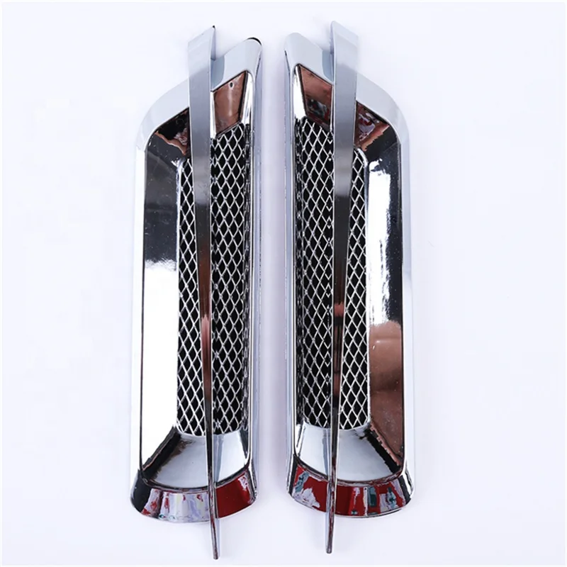 New 2PCS ABS Plastic Sticker Car Carbon Fiber Side Air Flow Intake Grille Vent Fender Cover Shark Gill Sticker DIY Car Styling