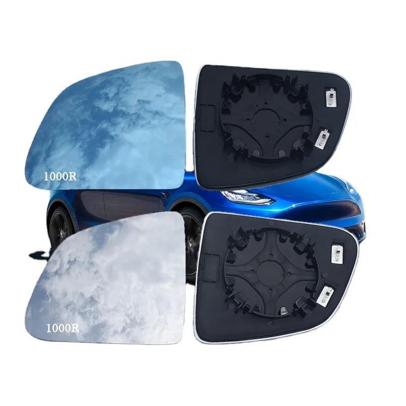 1000R 1 pair Side rearview mirror glass lens For Tesla Model Y 2019 2020 2021 Wide angle View anti glare ModelY car mirrors