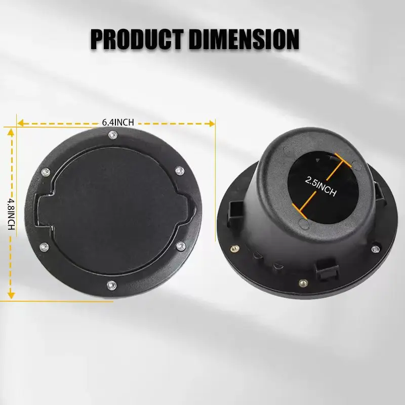 Easy Installation ABS Black Gas Cap Cover Fuel Tank Door for Jeep Wrangler JK & Unlimited 2007-2018 2/4 Door